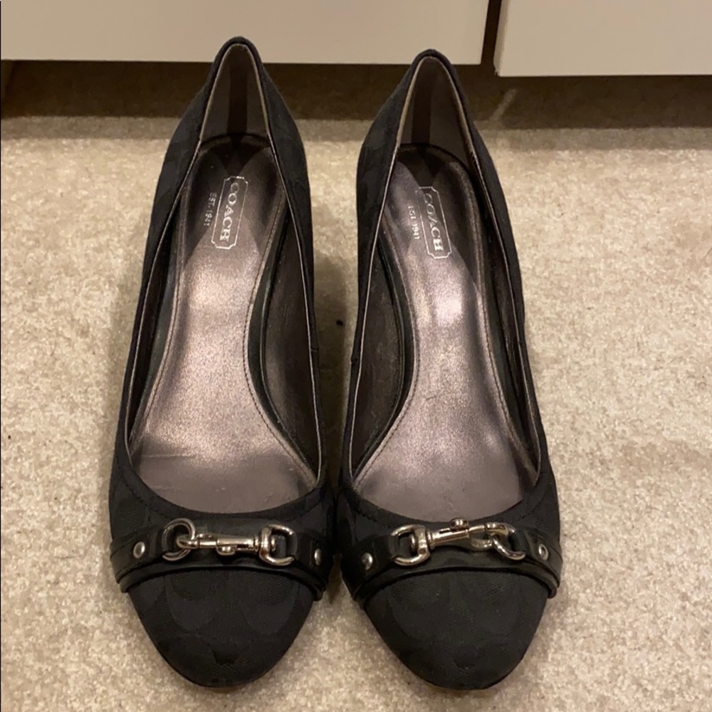Coach black wedge - signature print